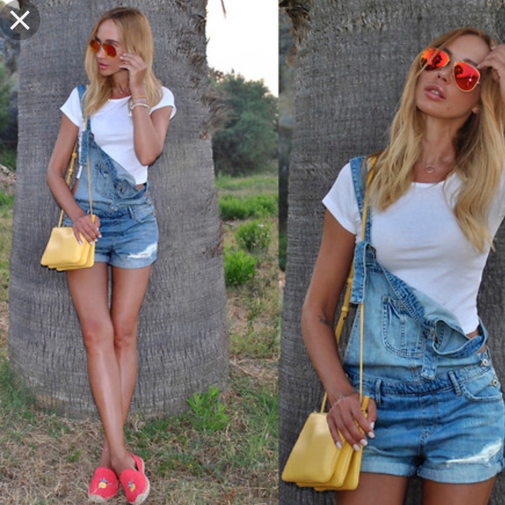 ZARA Denim Short Overalls